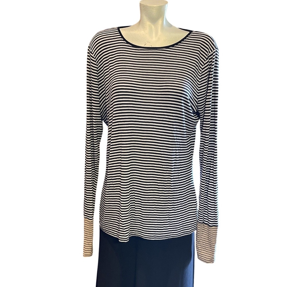 XL Striped Long Sleeve Top, Black & White, Casual Everyday Comfort